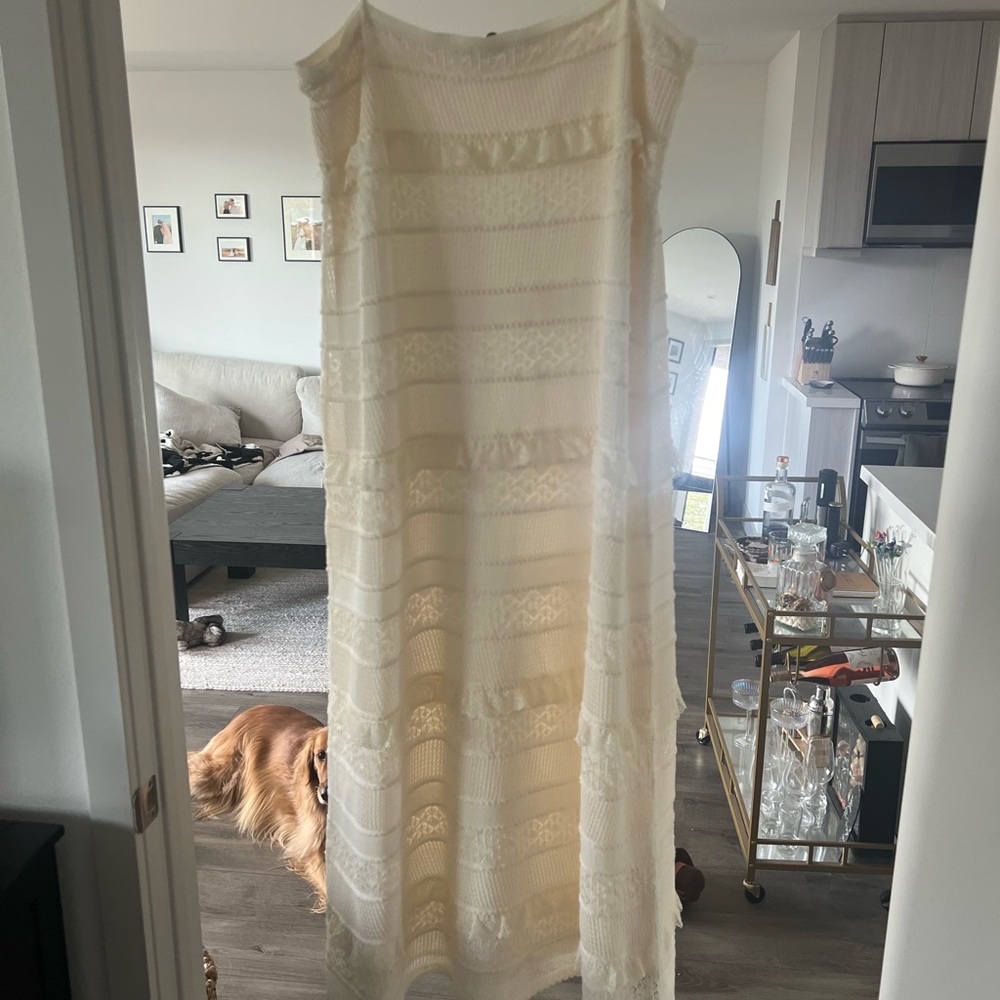 Zara Cream Ruffled Lace Dress
